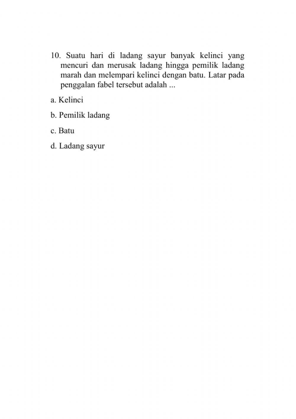 Latihan Soal Bahasa indonesia (Teks Fabel)