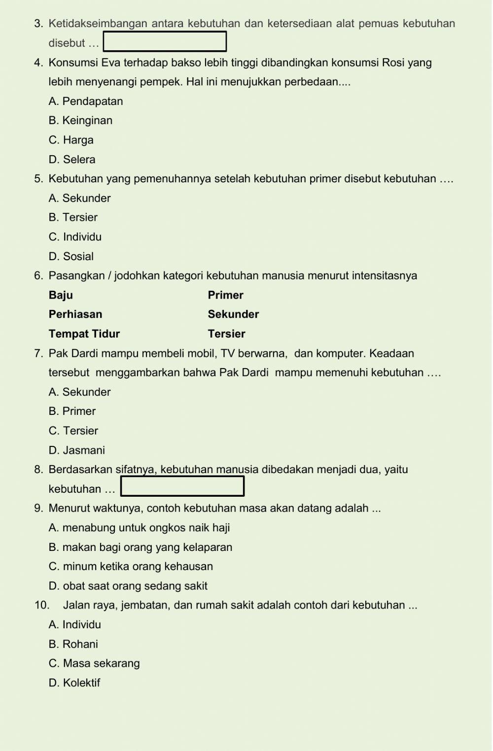 LKS IPS 7 Kelangkaan dan Kebutuhan Manusia