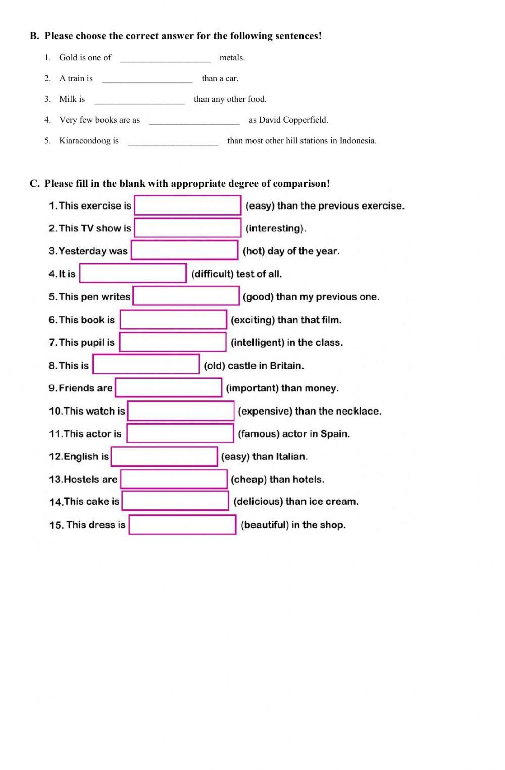 Degree of Comparison