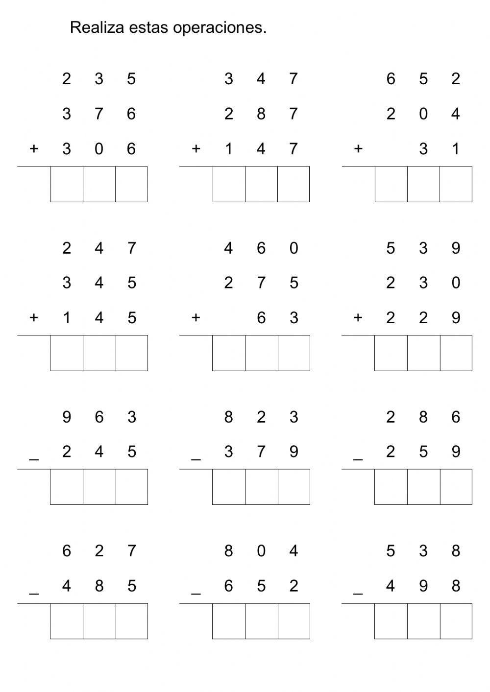 Sumas y restas martes 19