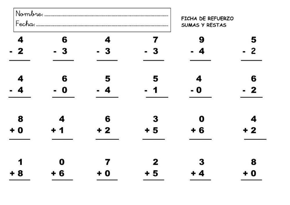 Operaciones sumas y restas