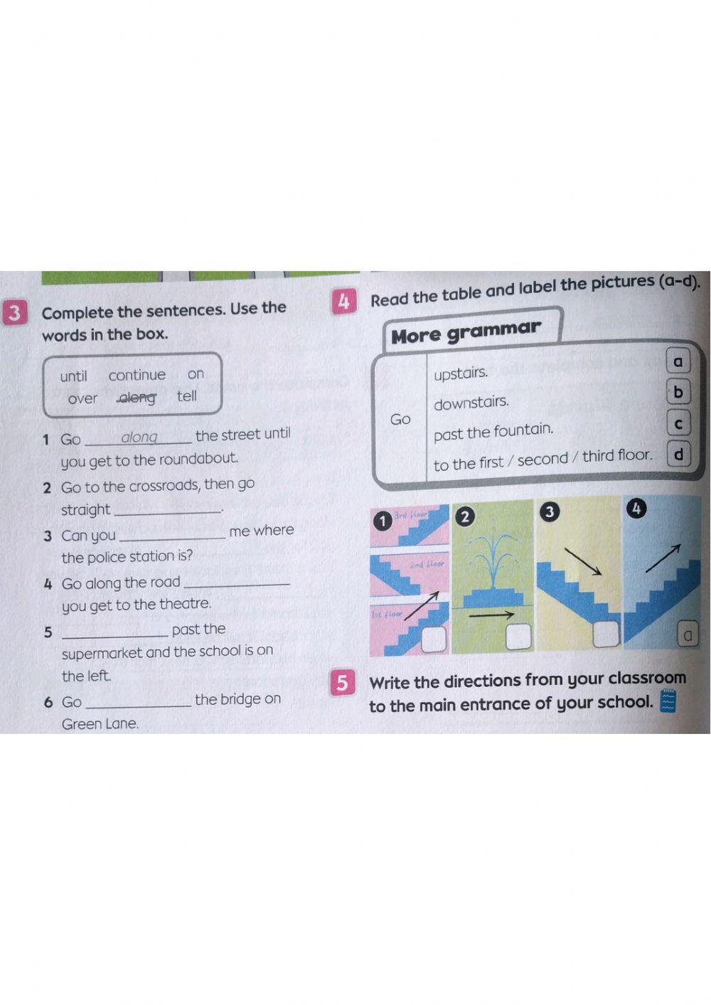 Directions vocabulary