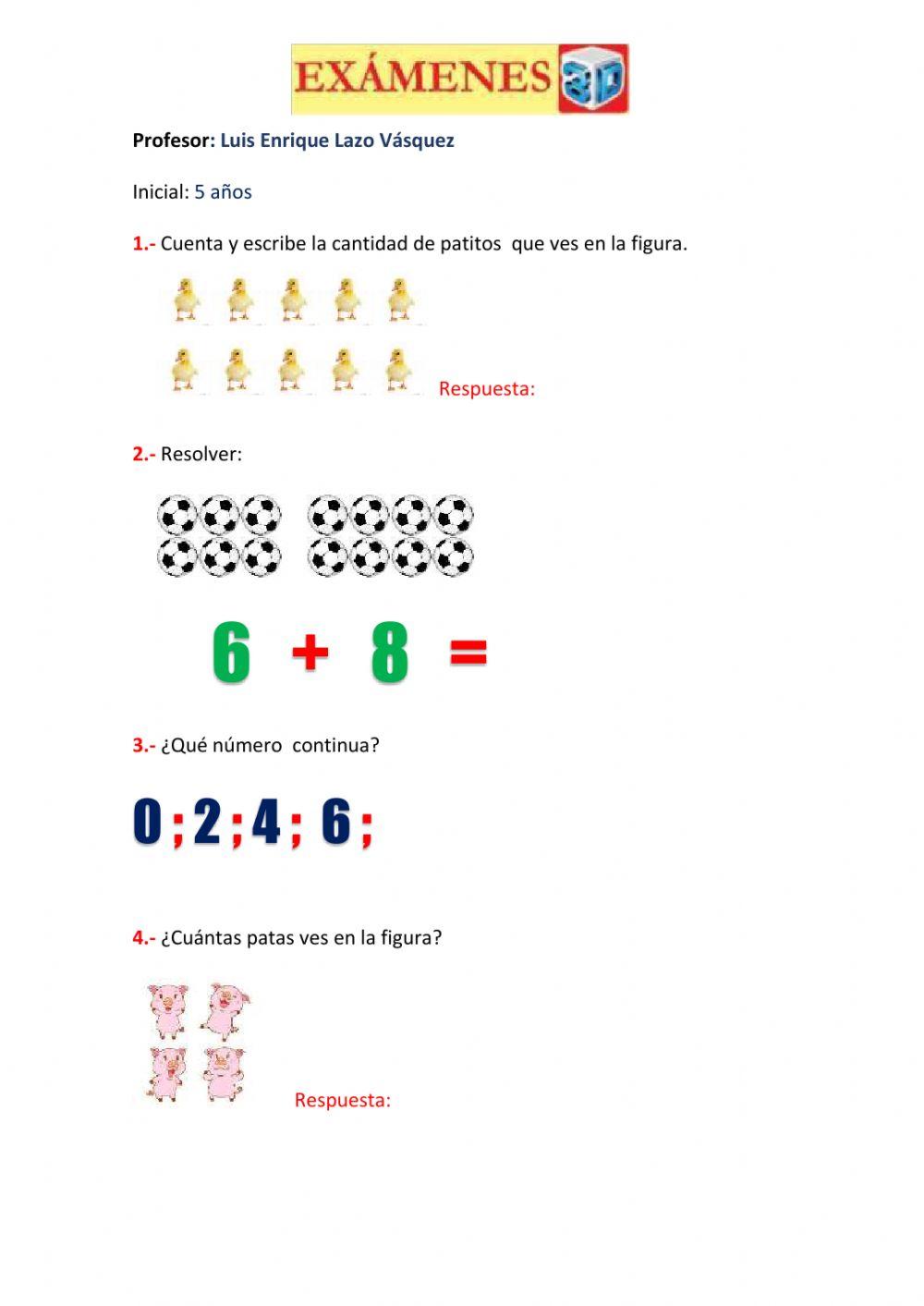 Examen 5 años enero 17