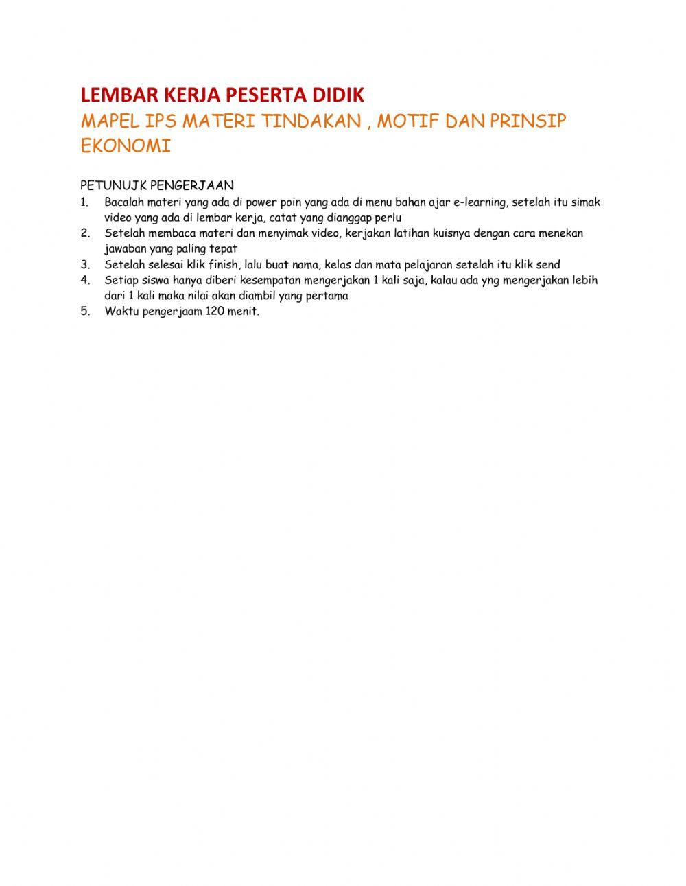 LKPD siswa materi motif ekonomi