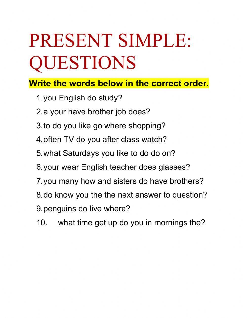 Present simple for beginners