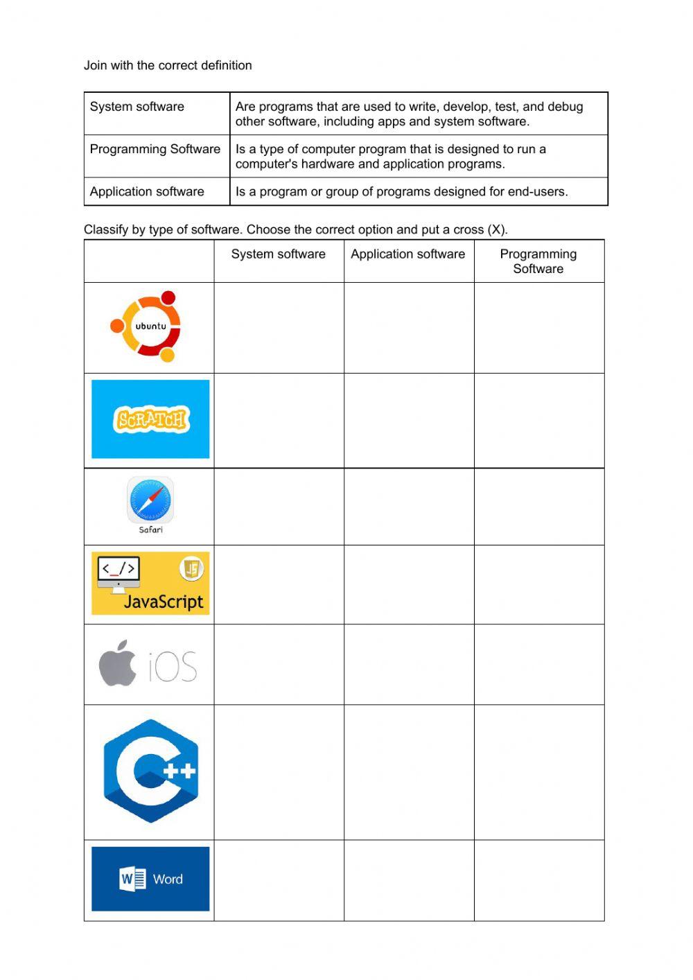Software online worksheet | Live Worksheets