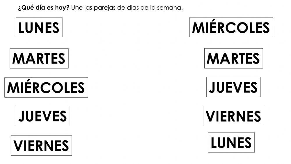 LECTURA GLOBAL. Días de la semana