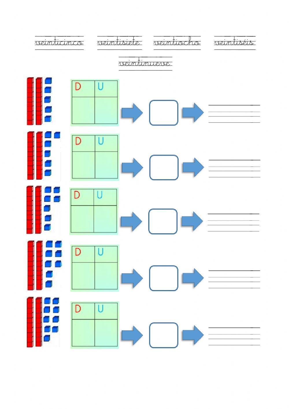 Números del 20 al 29