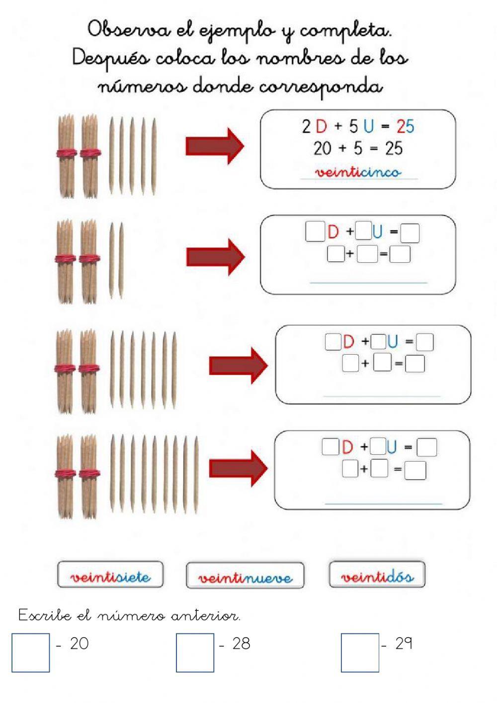 Los números hasta el 29