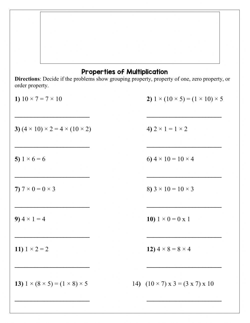 Properties of Multiplication