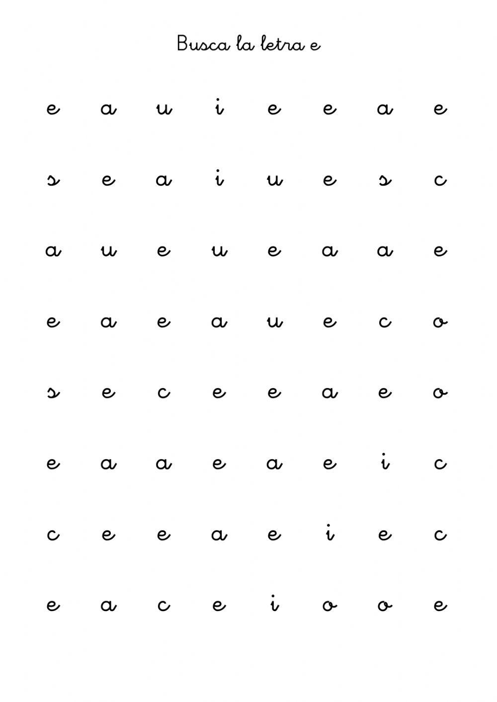 Discriminación visual letra e