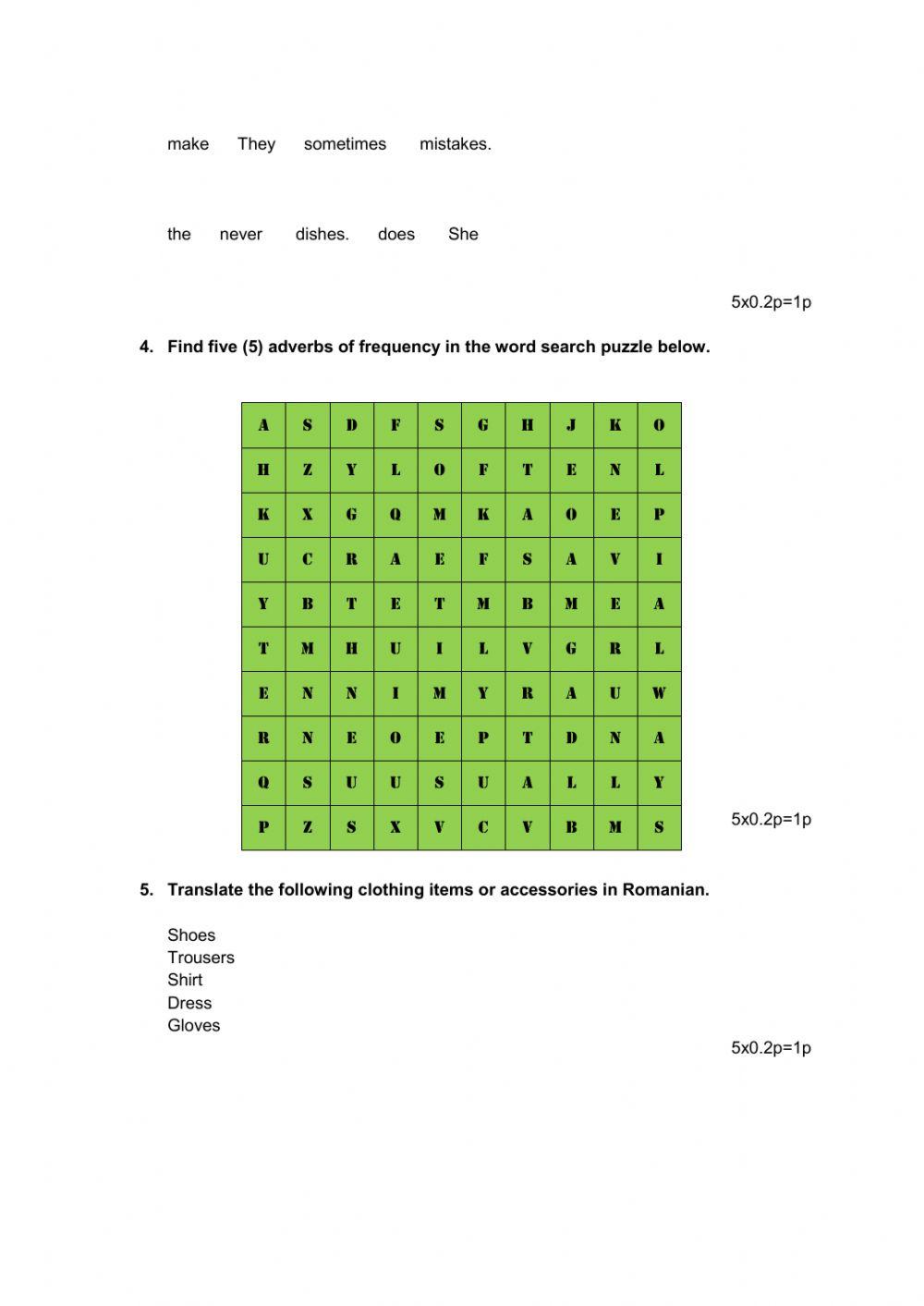 Present simple and vocabulary