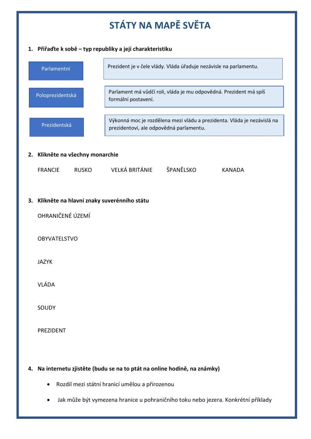 Státy na mapě světa