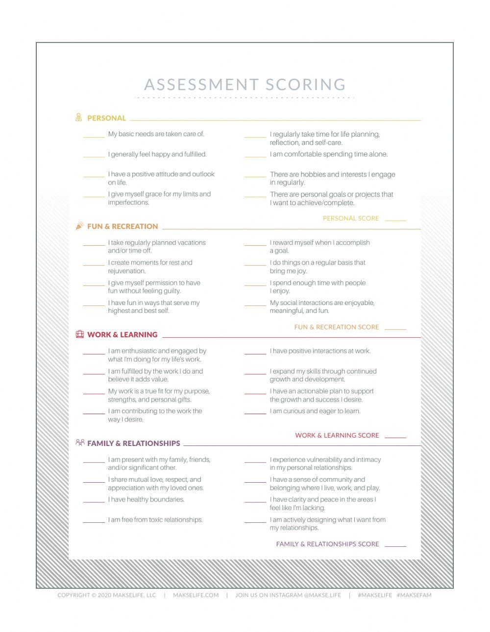 Life Compass Worksheets