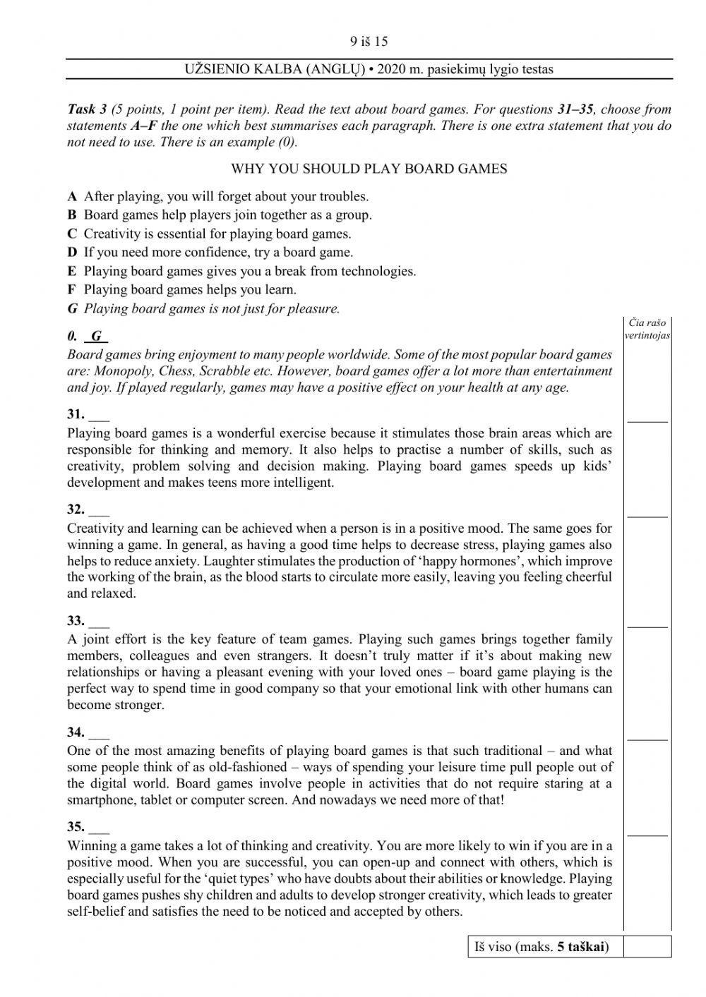 Level placement test 2020