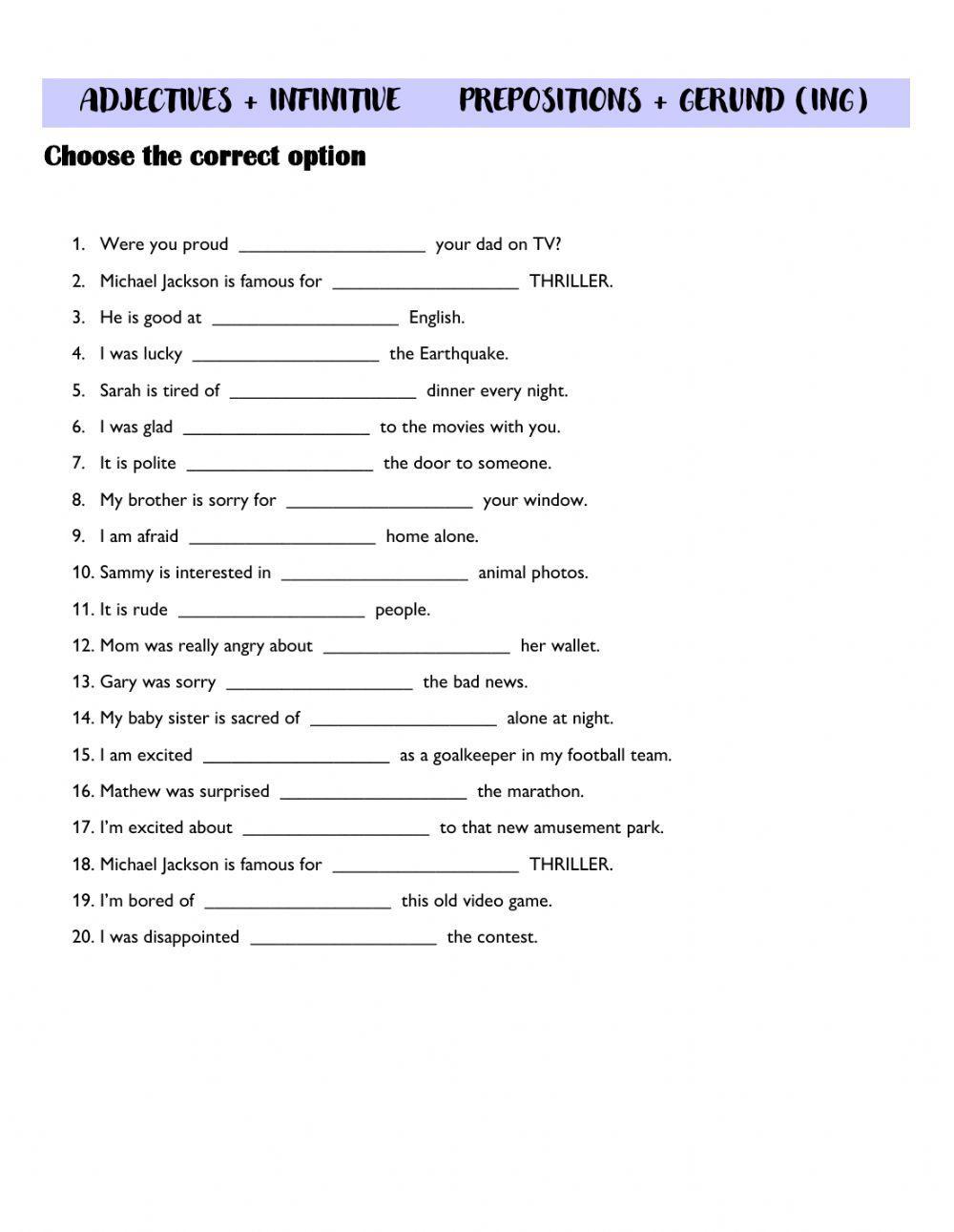 INFINITIVE or GERUND