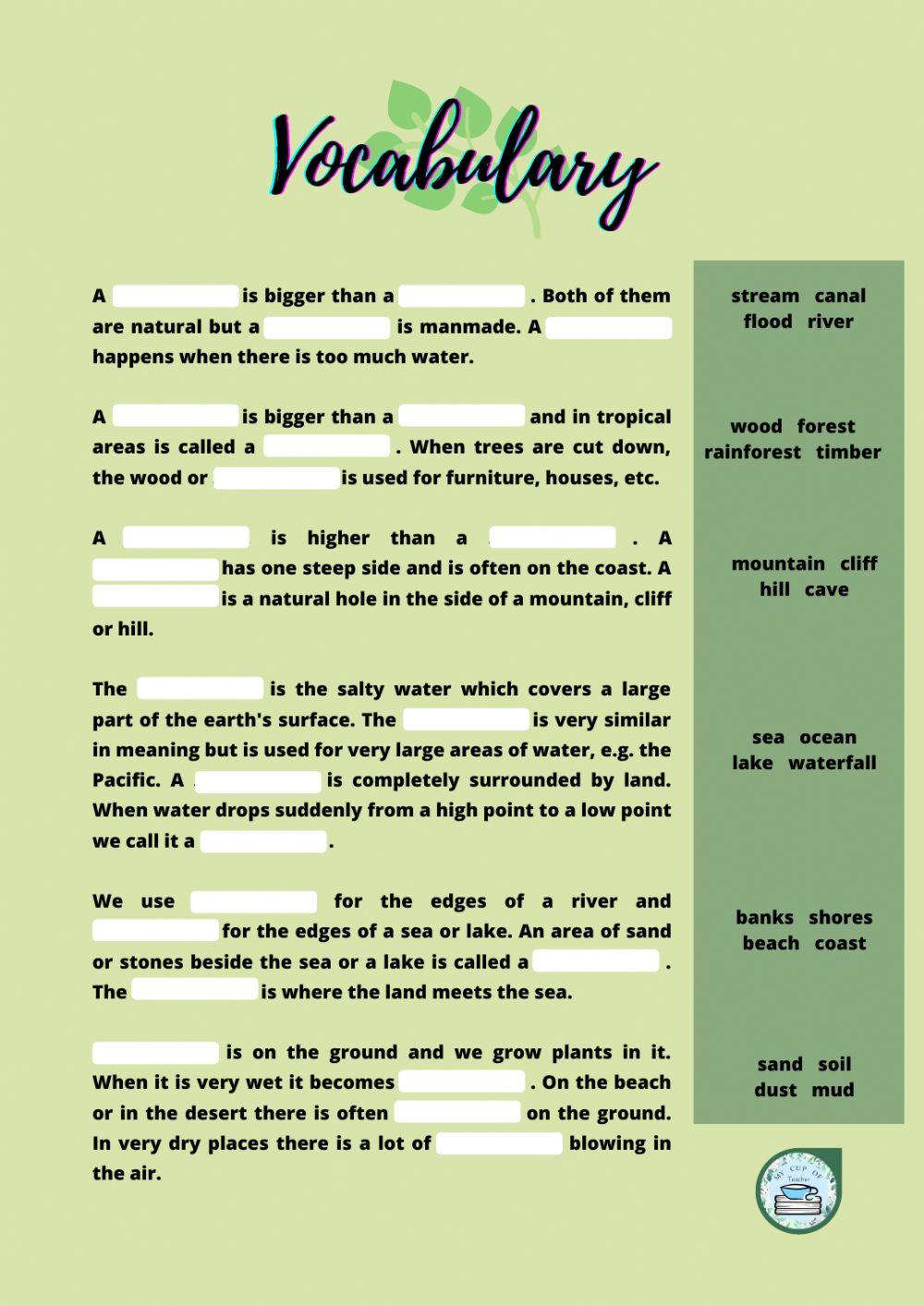 Vocabulary geography interactive worksheet Live Worksheets