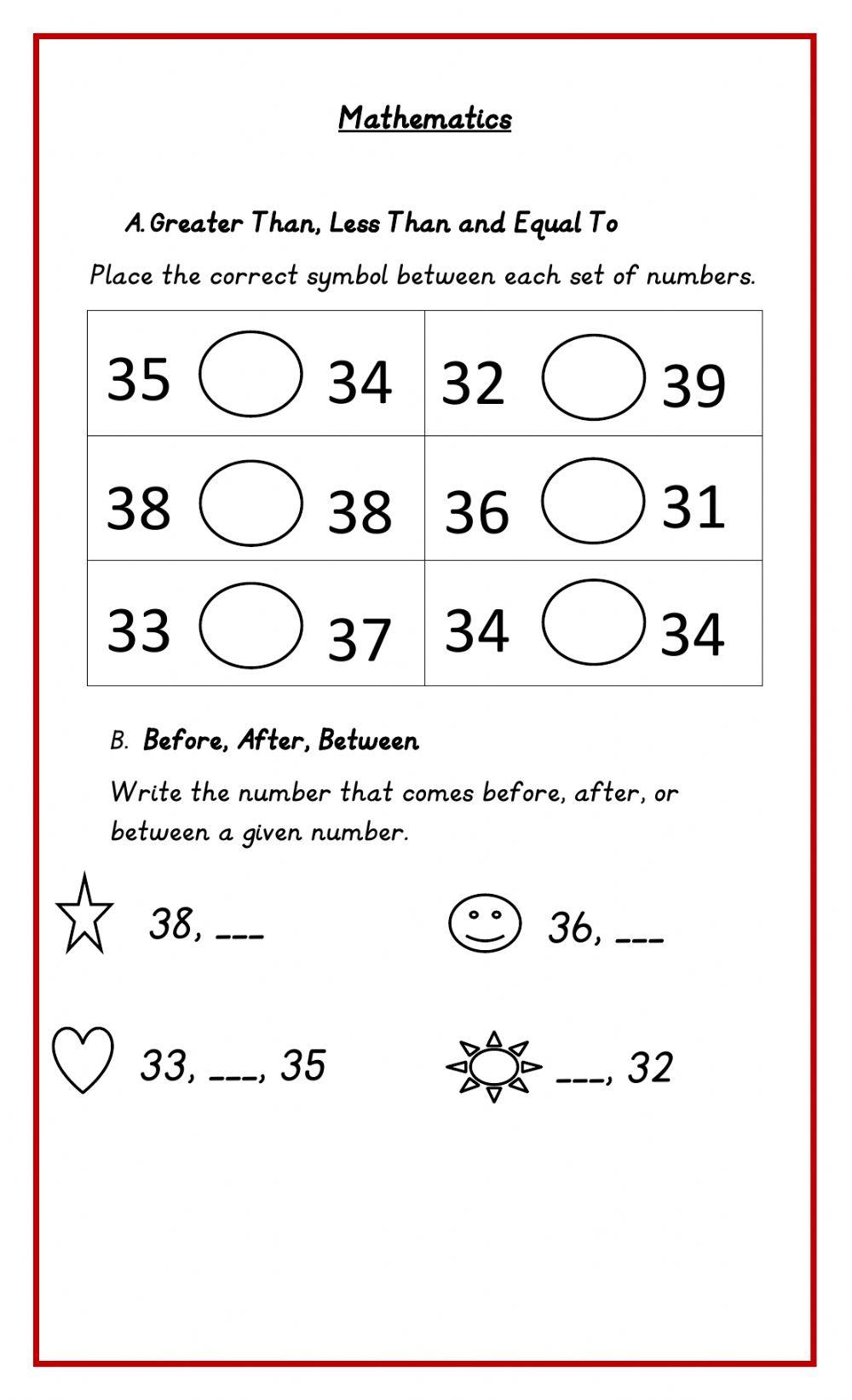 Greater Than, Less Than, Equal Too