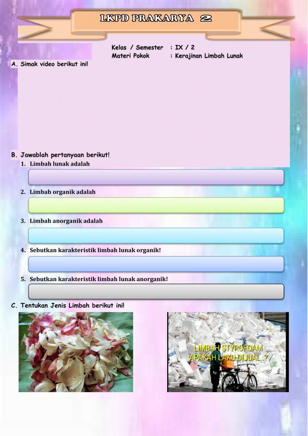 PRAKARYA Kerajinan Limbah Lunak Kelas VII Semester 2-Minggu ke2