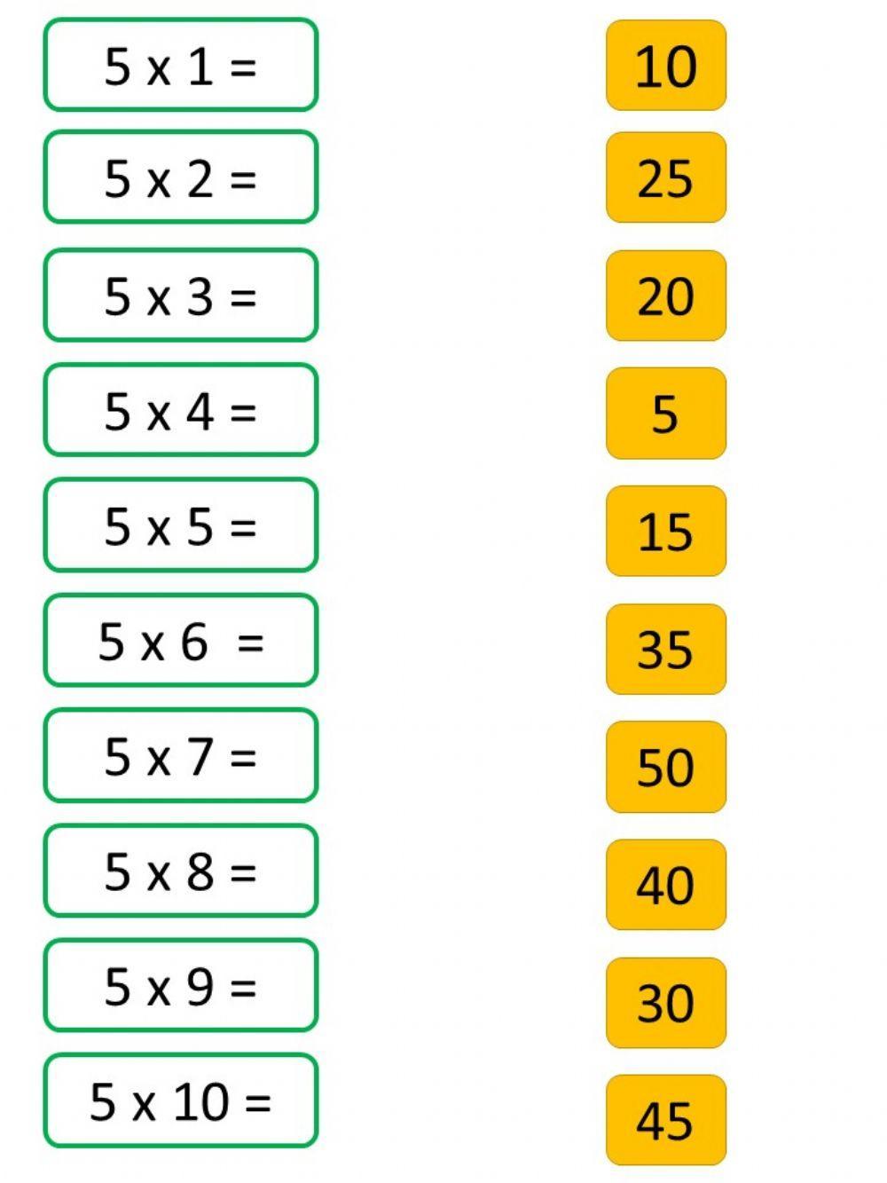 5 times tables