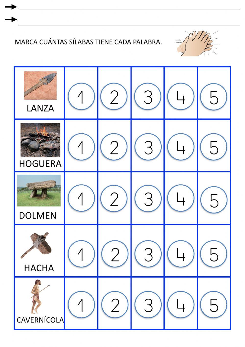 Contar sílabas prehistoria