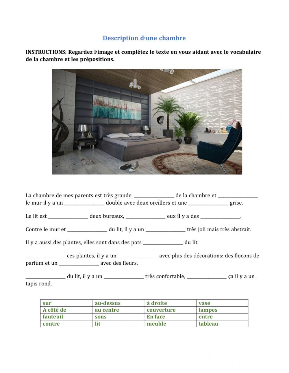 Description d'une chambre