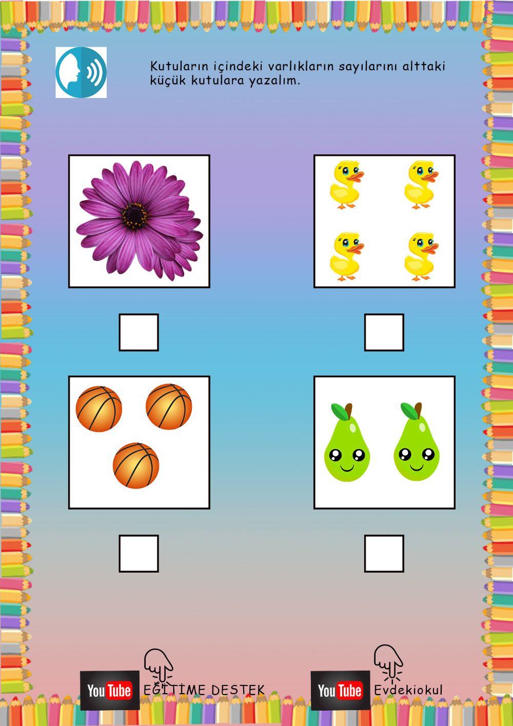 Okul Öncesi Sayılar Çalışma 3