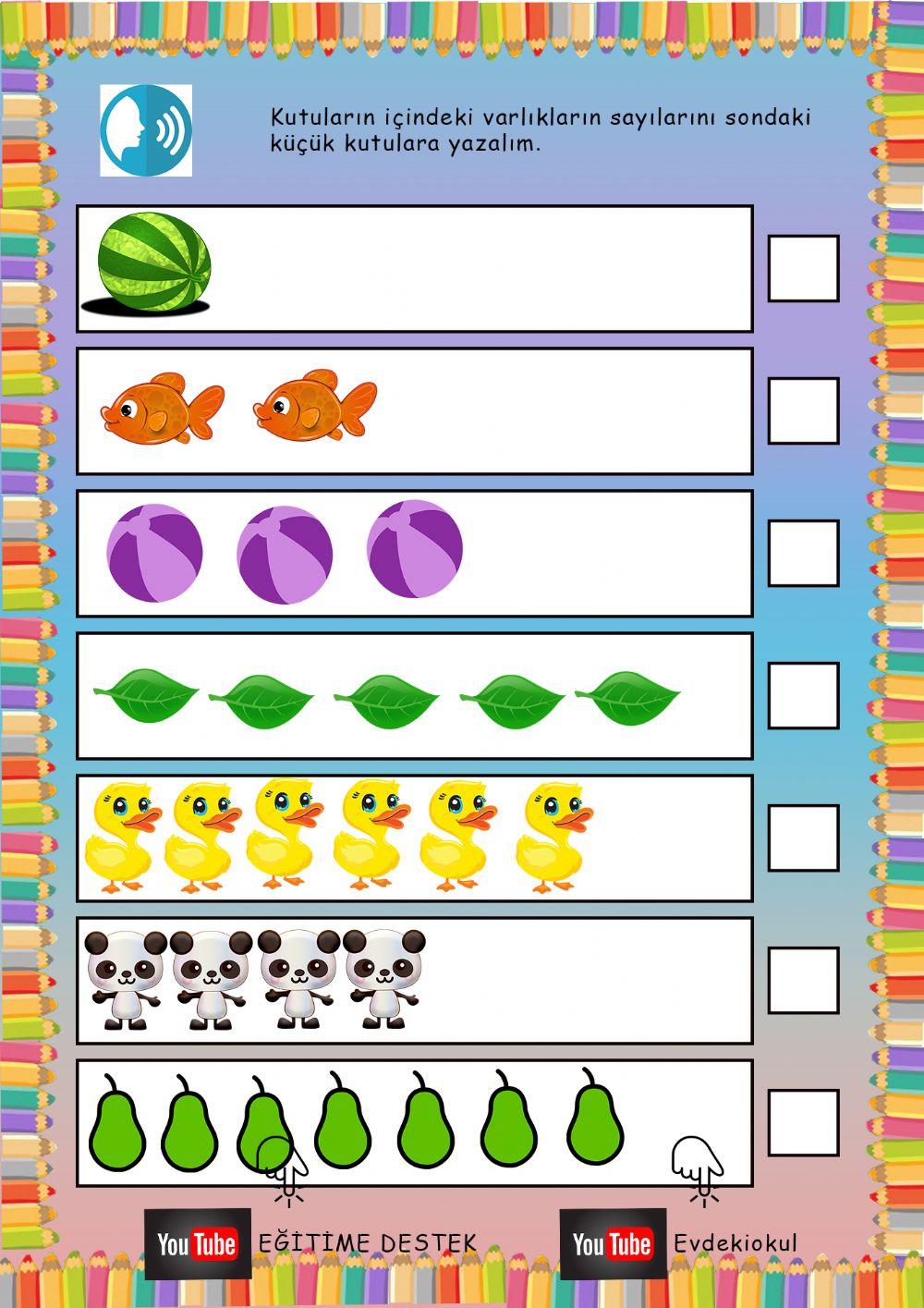 Okul Öncesi Sayılar Çalışma 5