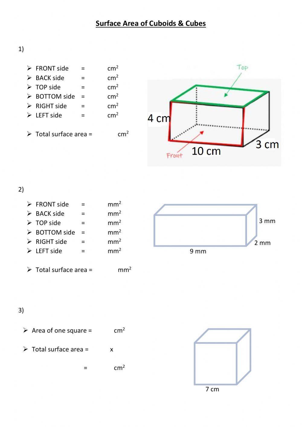 Surface Area - Cuboids - Cubes