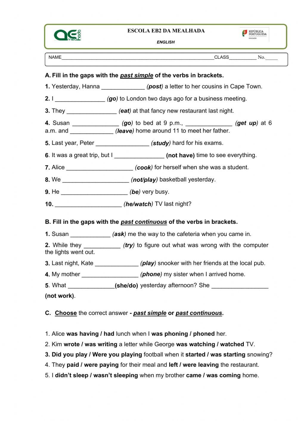 Past Simple vs Past Continuous