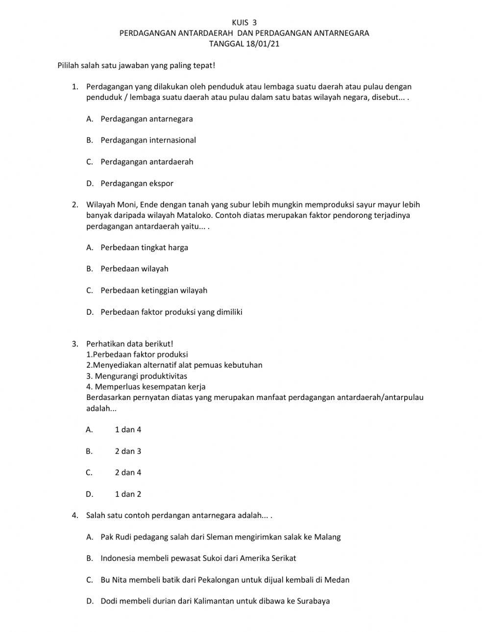 Perdagangan antardaerah