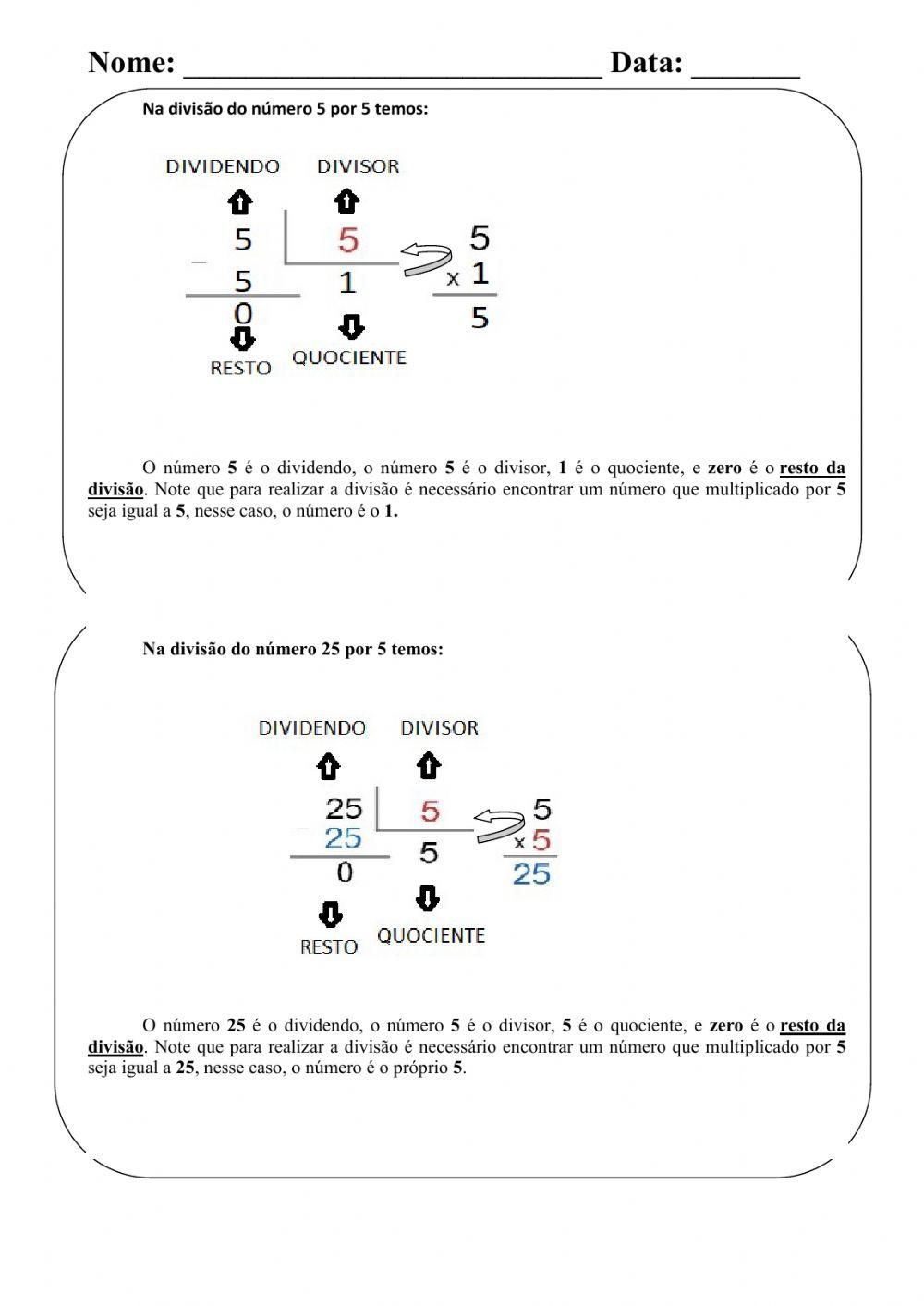 Operações e histórias matemáticas-divisão