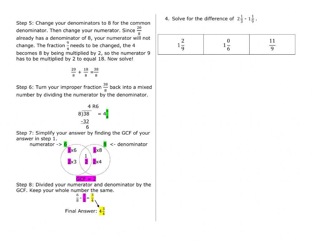 Add and Subtract Mixed Numbers 2-3