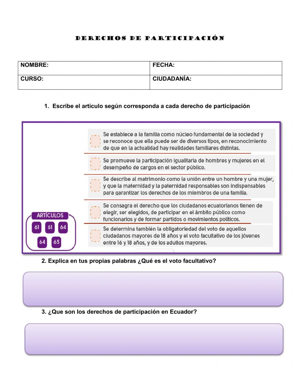 Derechos de participacion ecuador