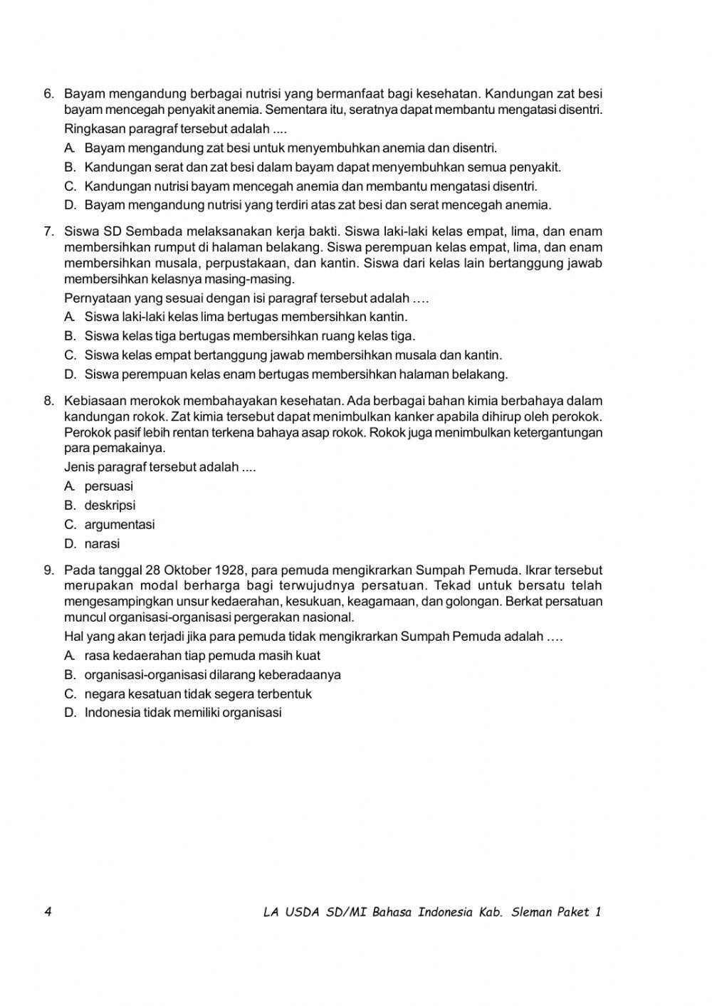 TRYOUT Tingkat Kabupaten I