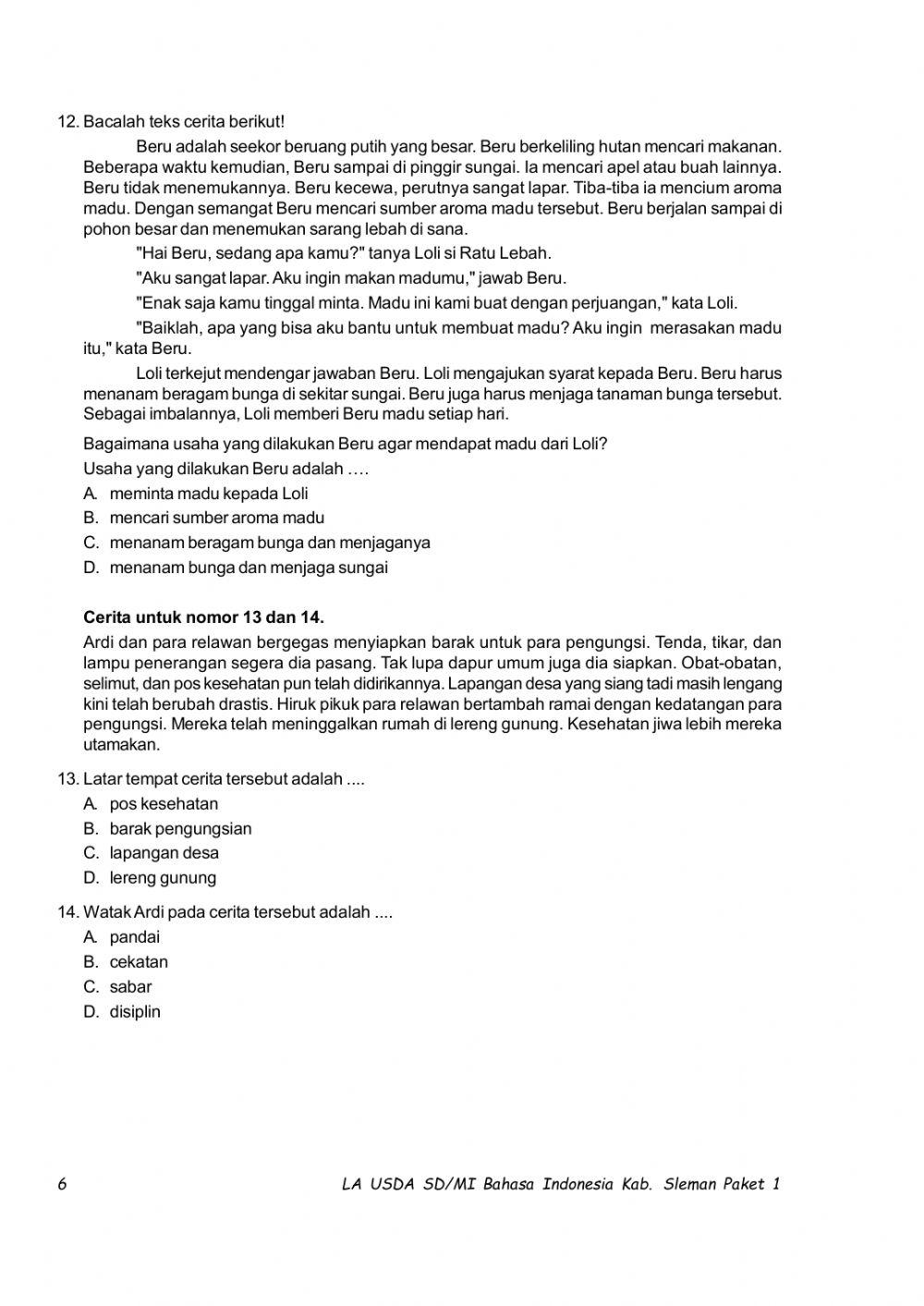 TRYOUT Tingkat Kabupaten I