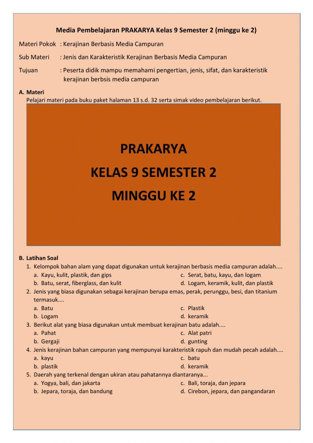 Prakarya kelas 9-2 minggu 2