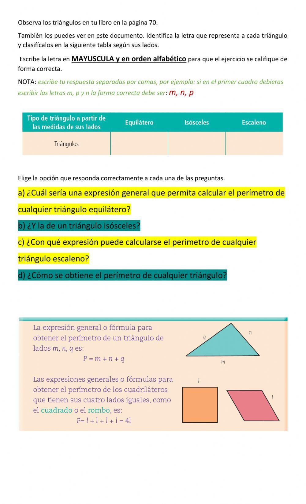 Perímetro de triángulos