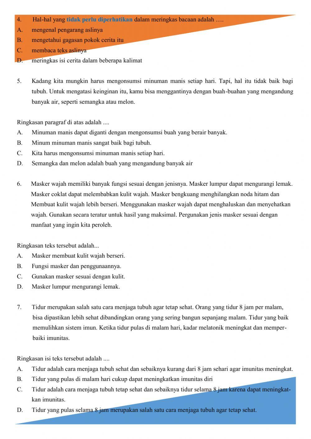 LKS Tematik Tema 5 Kelas 3 SDDH (Ringkasan Teks Bacaan)