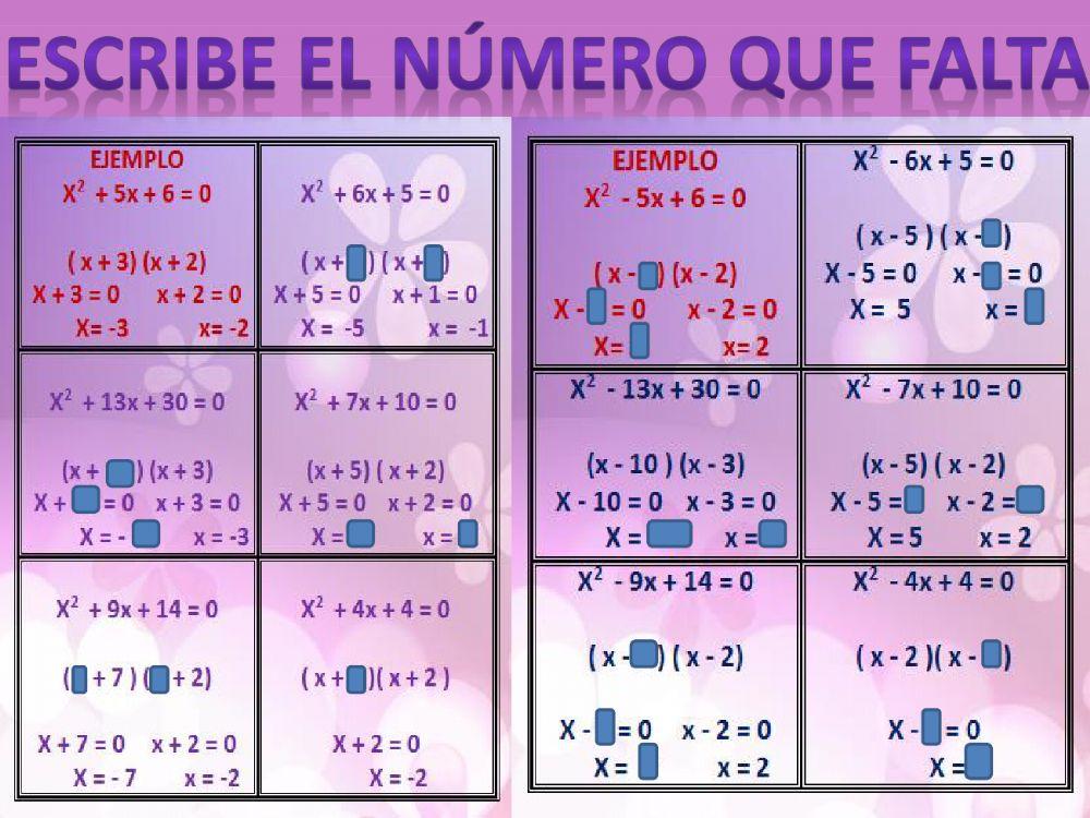 Ecuaciones cuadráticas por factorización