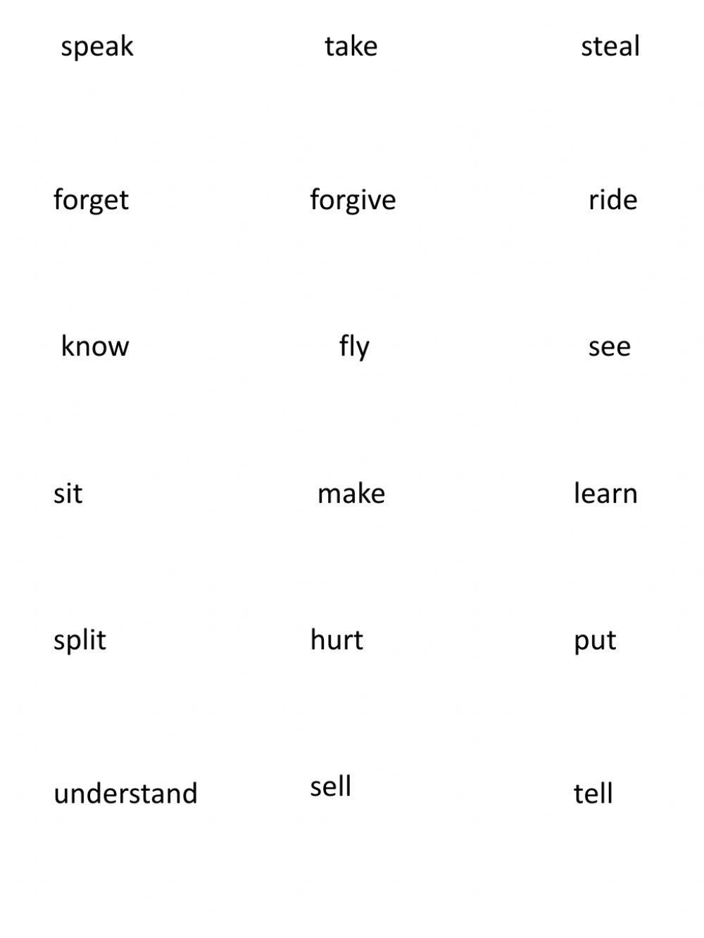 Irregular verbs-3 forms