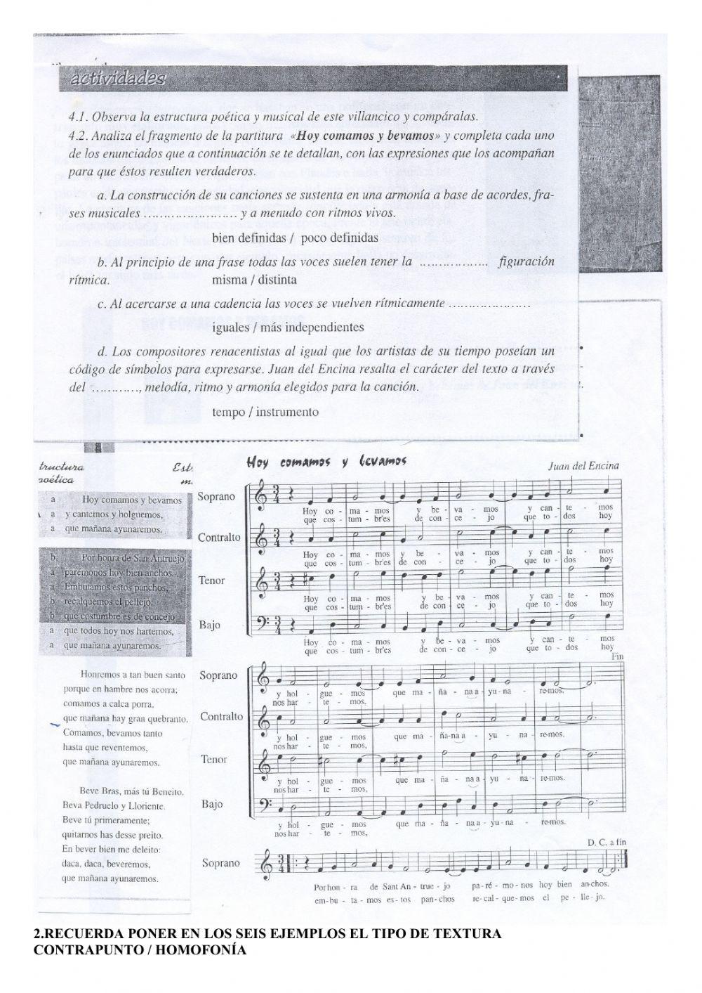 renacimiento hoy comamos y compositores y partituras