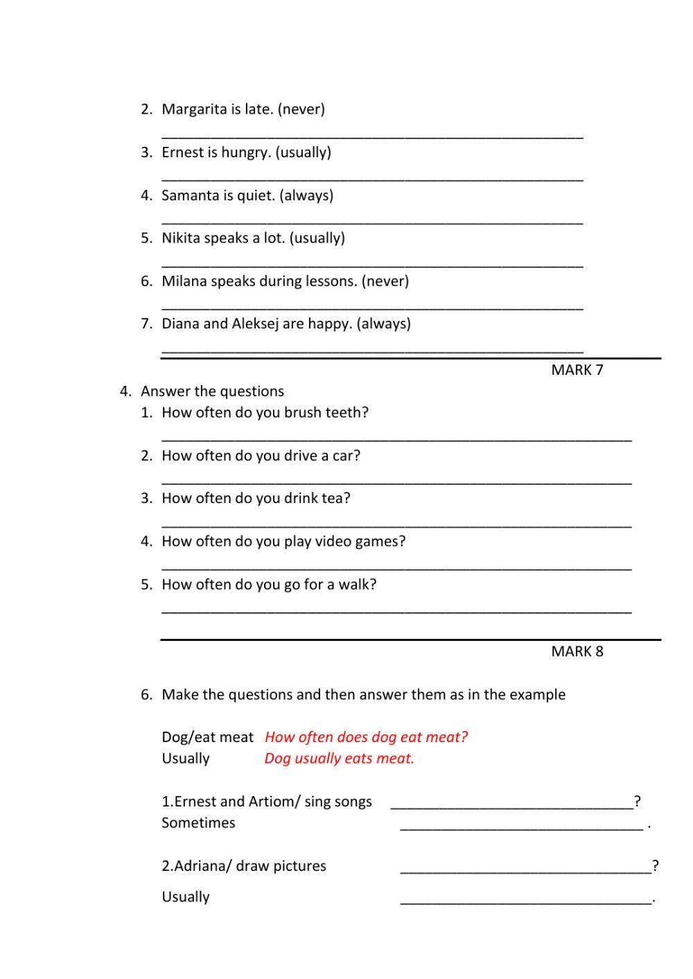 Adverbs of frequency