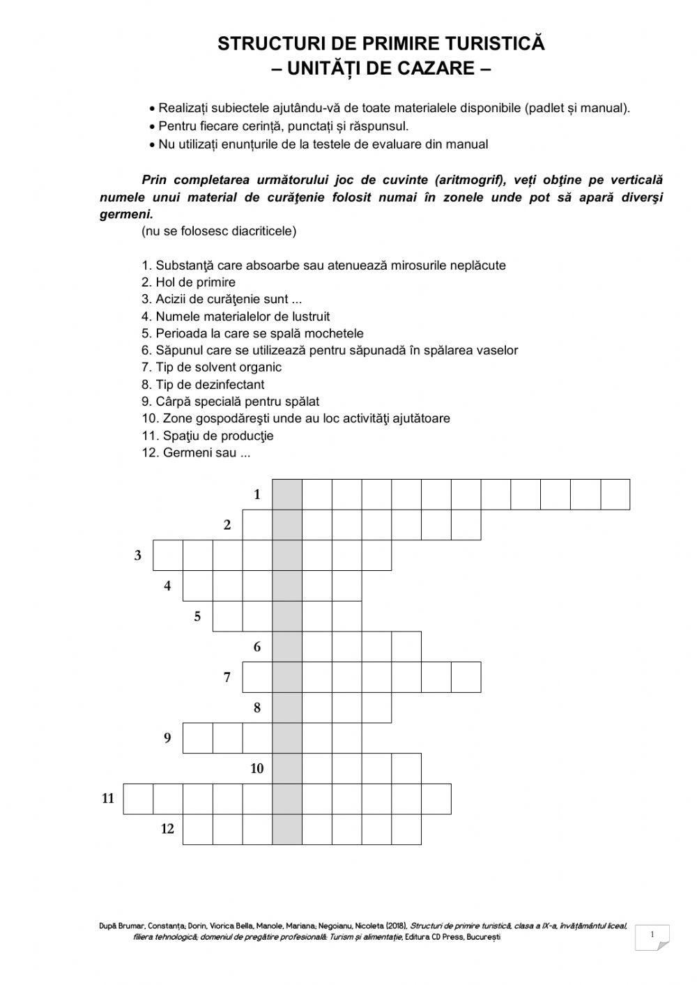 Unități de cazare - fisa 7