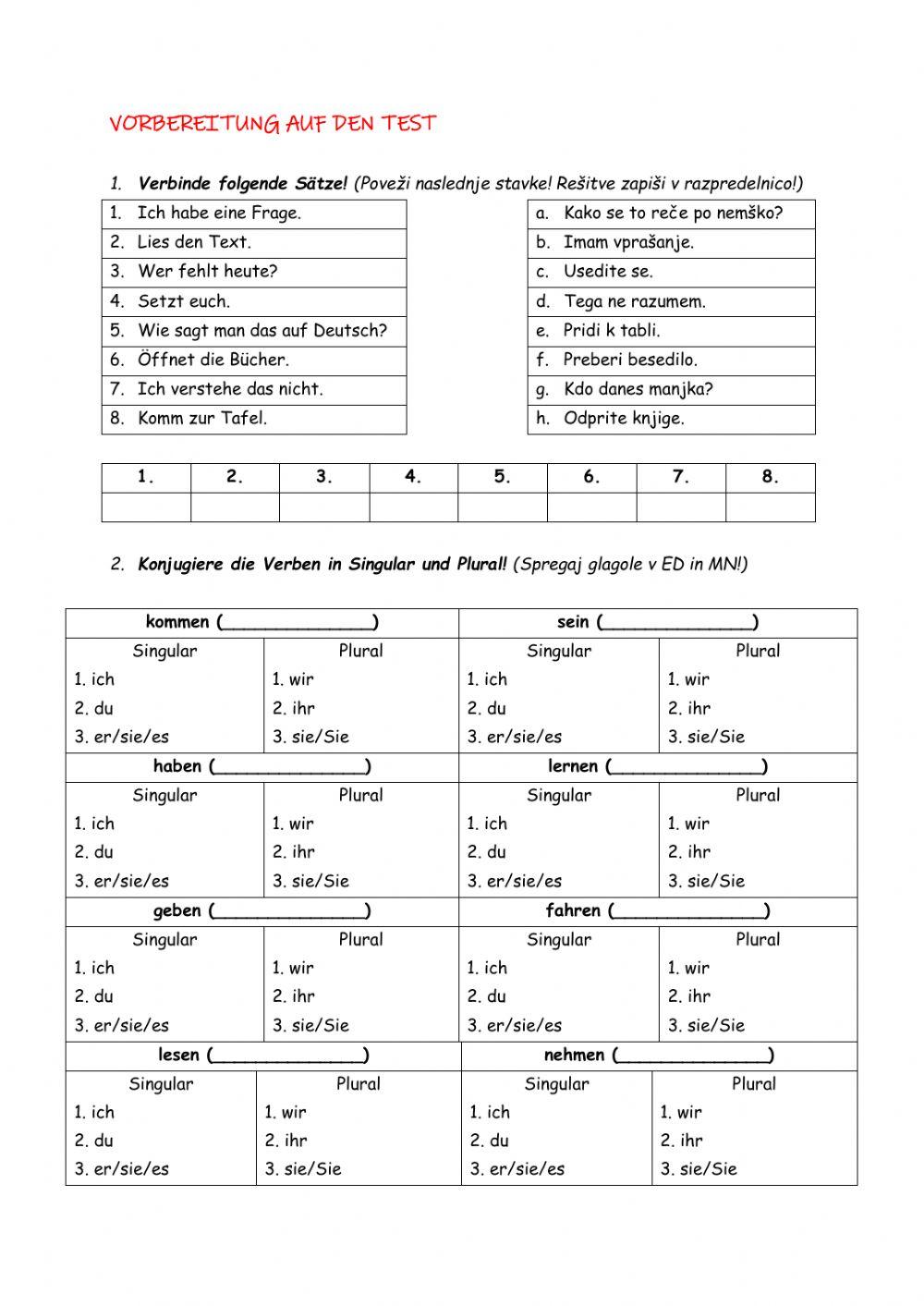 7. Klasse - Vorbereitung auf den Test 1