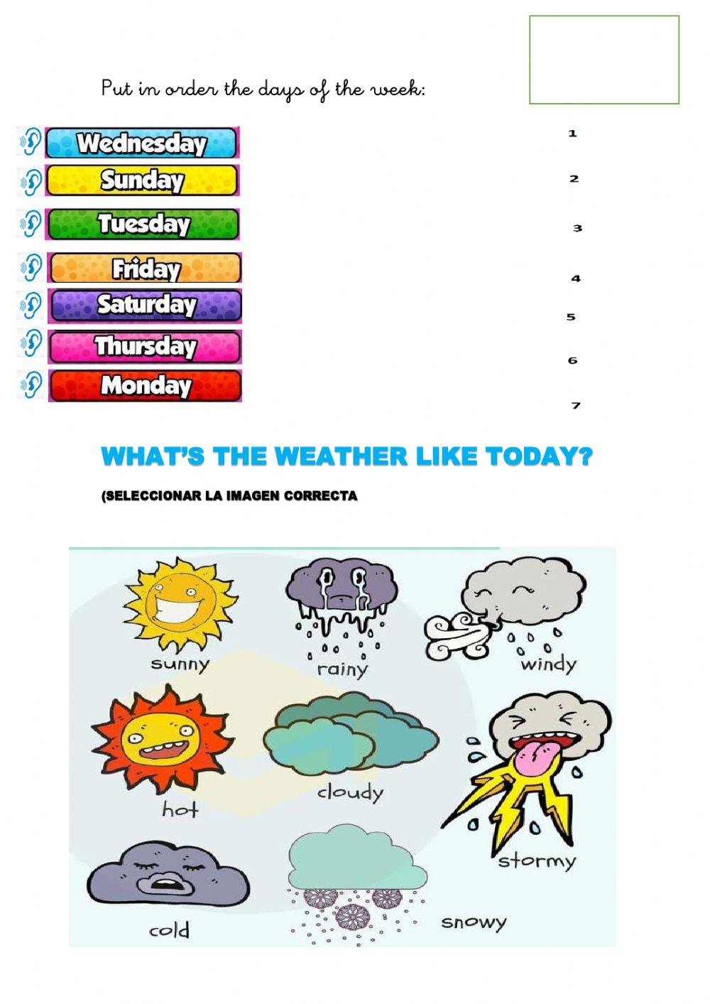 Routine days of the week weather