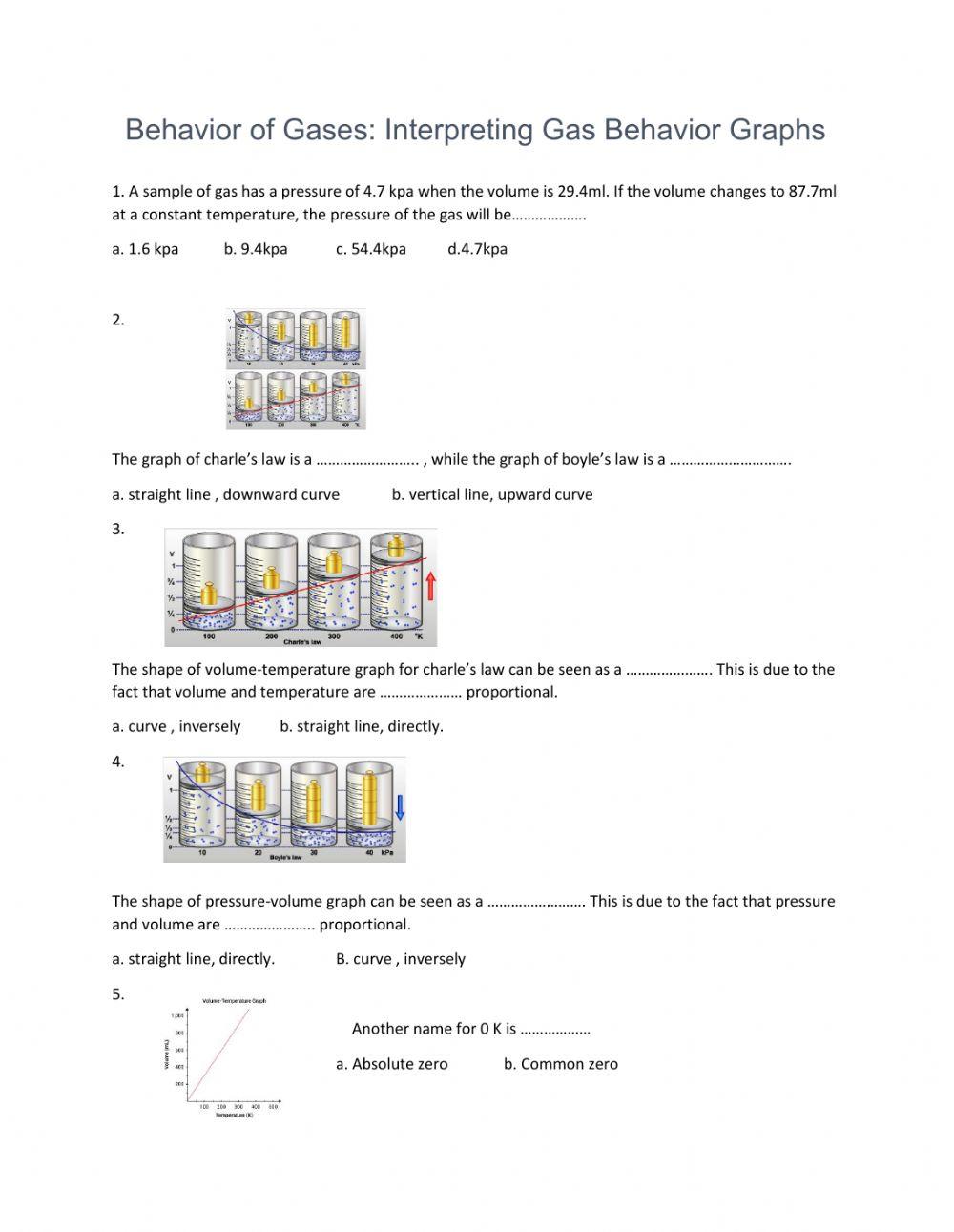 Behavior of gases interpreting gas behavior graphs online exercise for