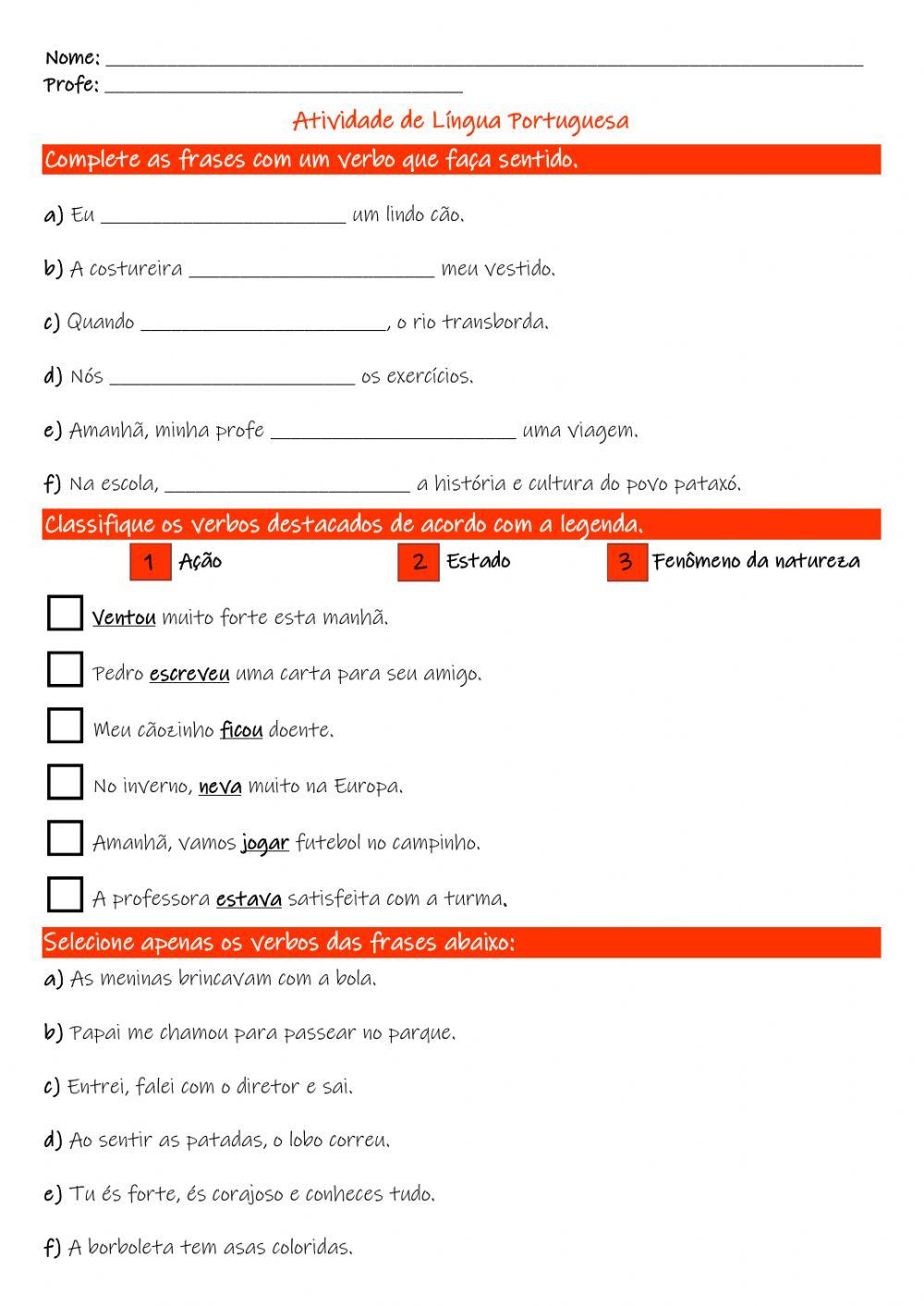 Flexão de nomes e verbos