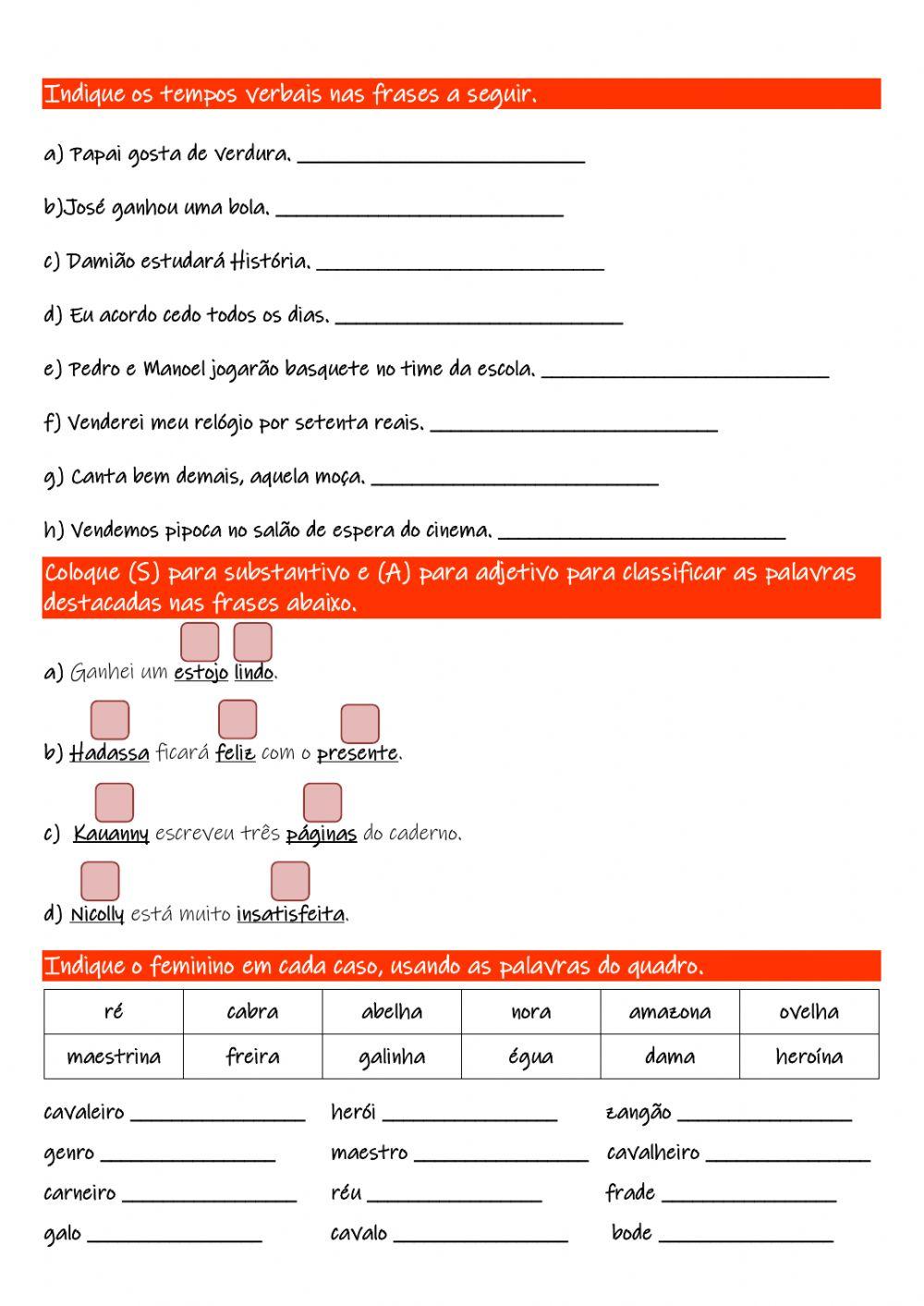 Flexão de nomes e verbos