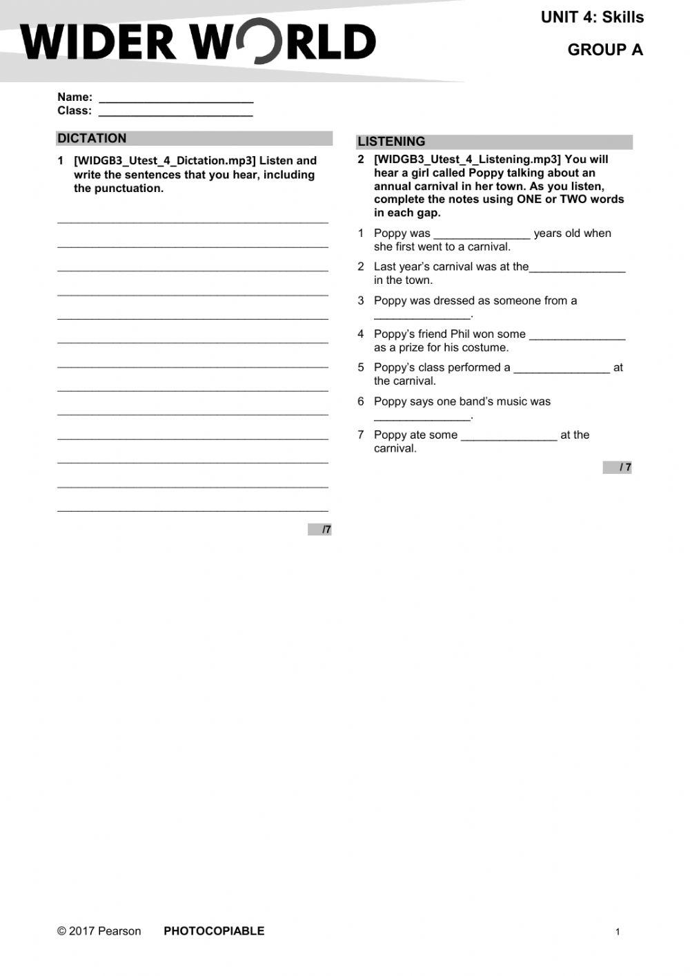 WW3 Test, Unit 4 Skills